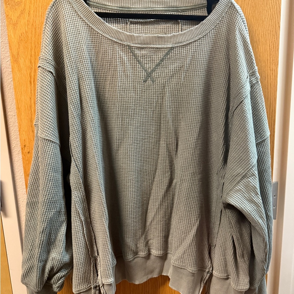 American Eagle Outfitters Gray Waffle Knit Sweater